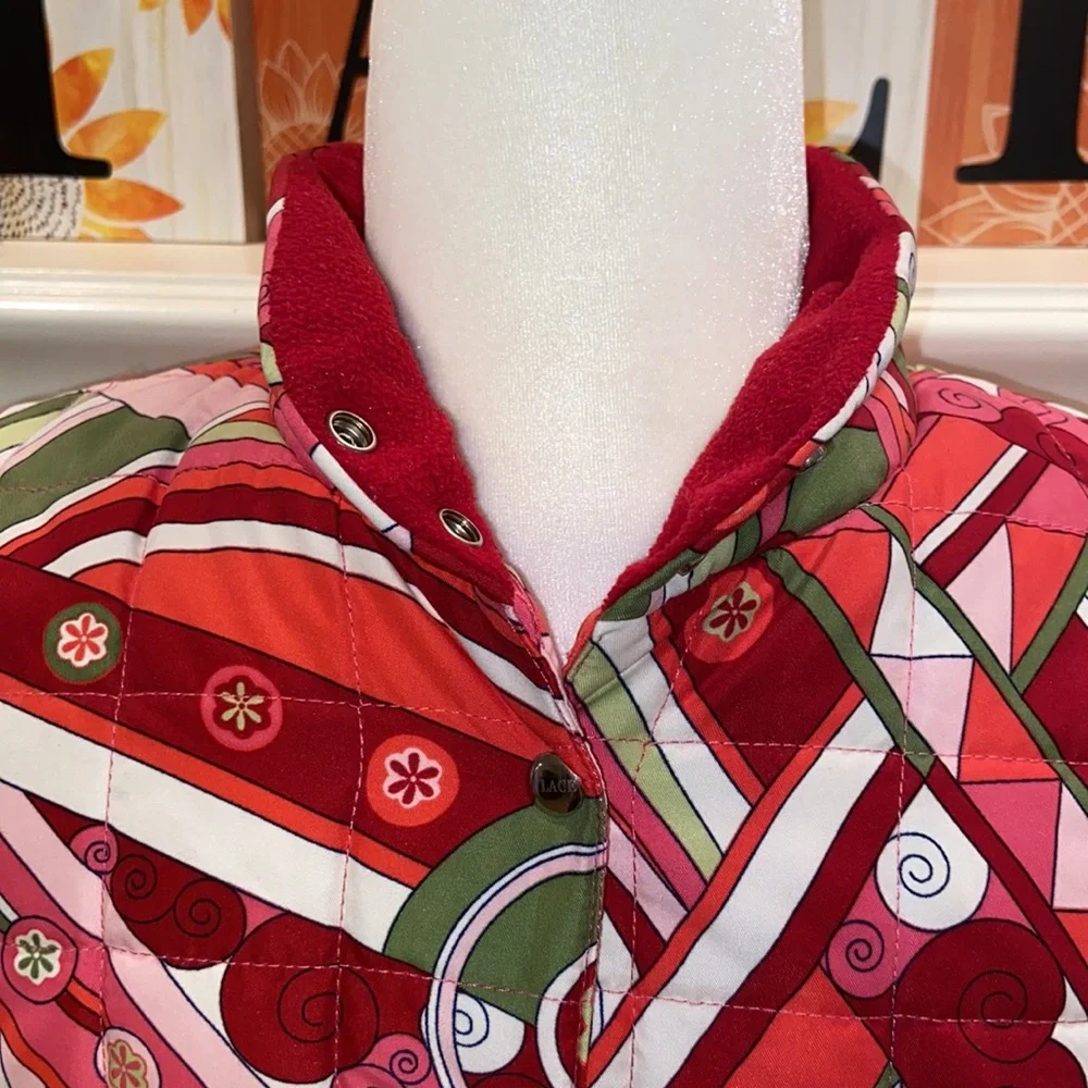 Children’s Place Pink/Red/White/Green Swirl Quilted Vest -Girls